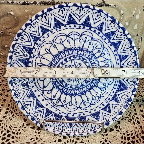 NWT Pier 1 Imports Cobalt Blue & White "Indigo" Dessert Salad Plate Textured 8" - Picture 3 of 3